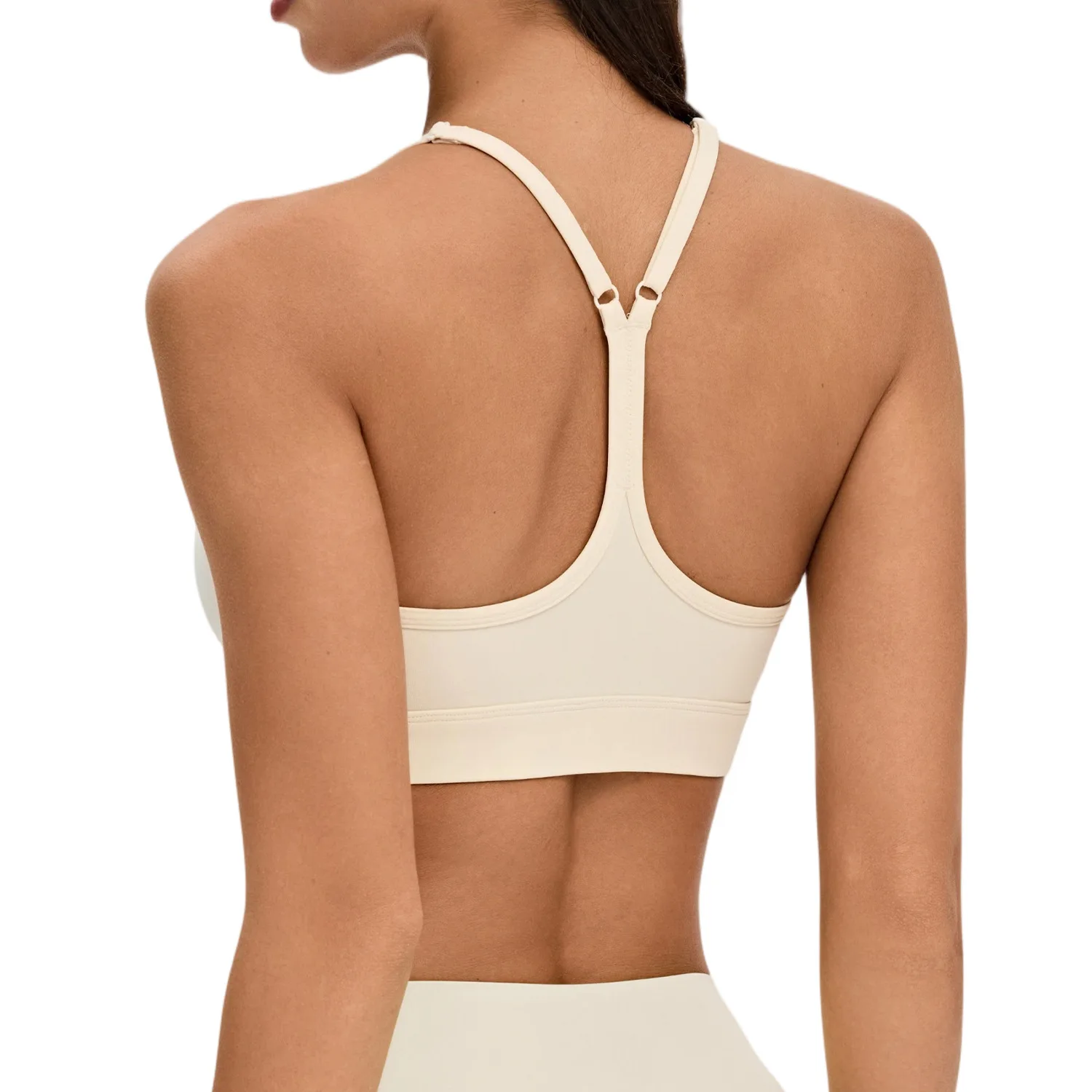 Women Y‑Back Sports Bra Adjustable Thin Straps Removable Pads U‑Neck Workout Bra Breathable Fitness Yoga Bra For Gym Running
