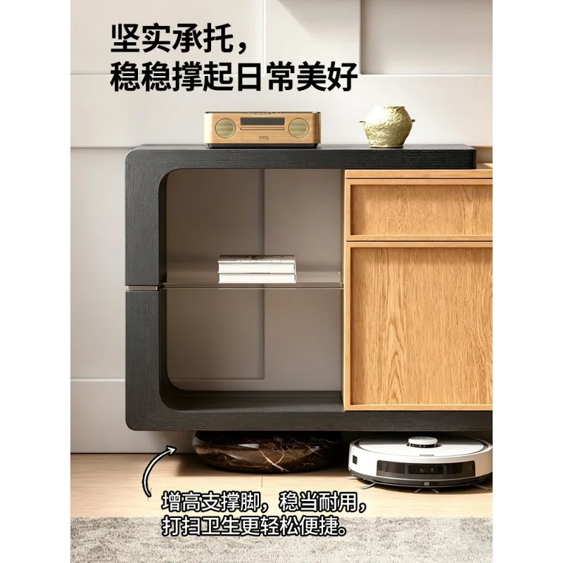 Solid wood bucket cabinet Living room locker Against the wall Wabi agent wind storage locker