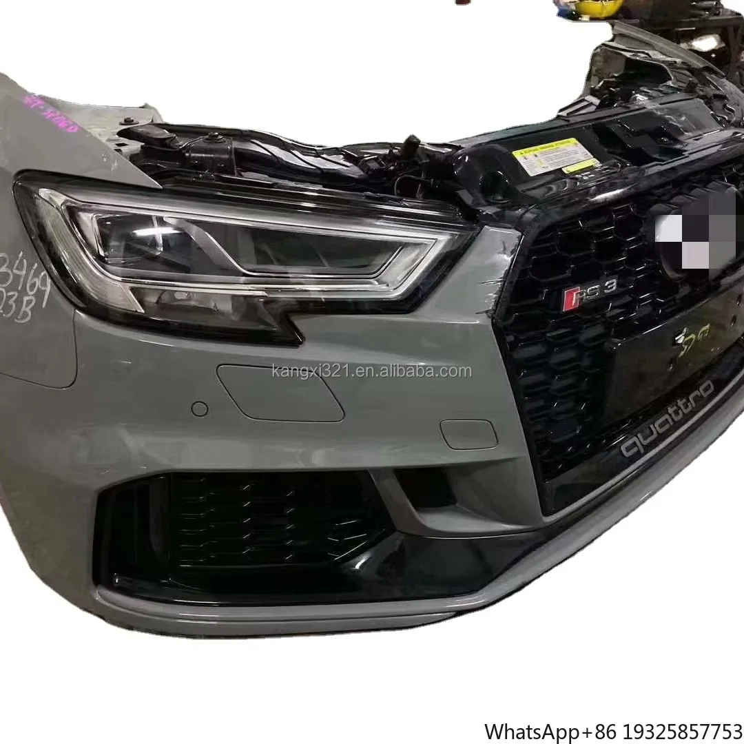 For RS3 Front Bumper Assembly Radiator Engine Hood Grille Brake Light Plastic Front Lip for Upgrade