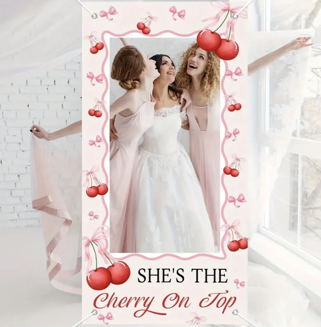 

Romantic Cherry Bow Party Hollowed out Photo Booth Photography Props Backdrop Birthday Party Supplies Decorations Banner Gift