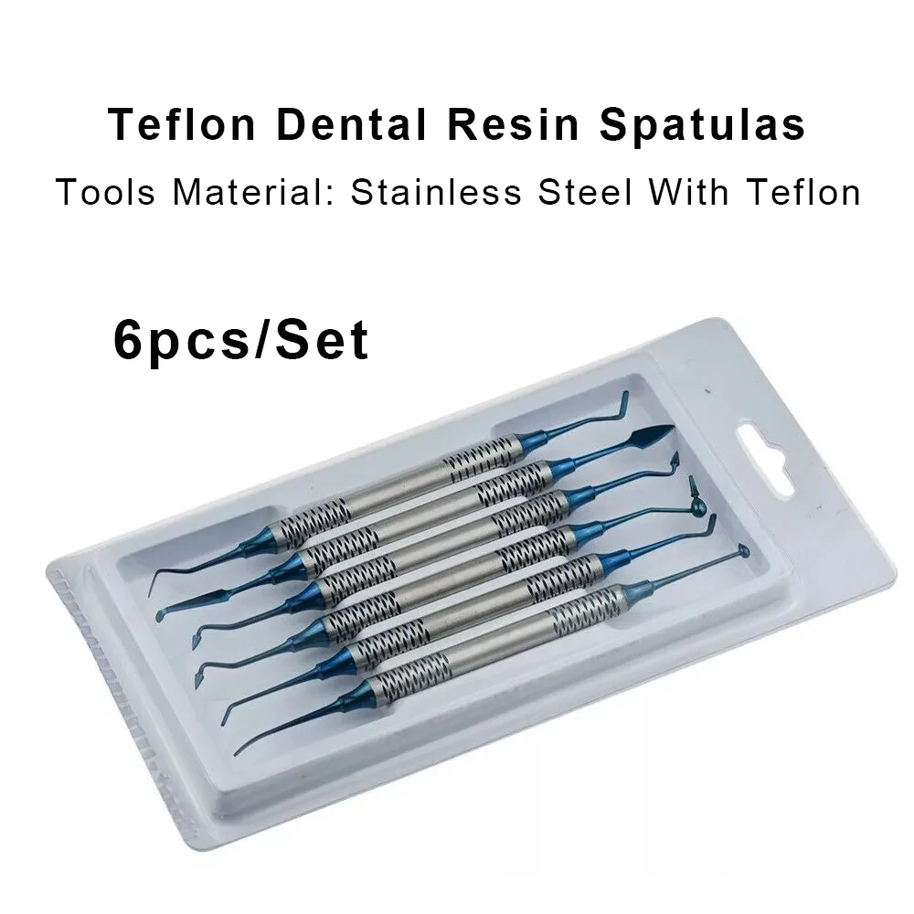 

Teflon Dental Resin Spatulas Kit Composite Filling Tools Resin Modeling Finishing Instruments Stainless Steel 6pcs/Set Dentistry