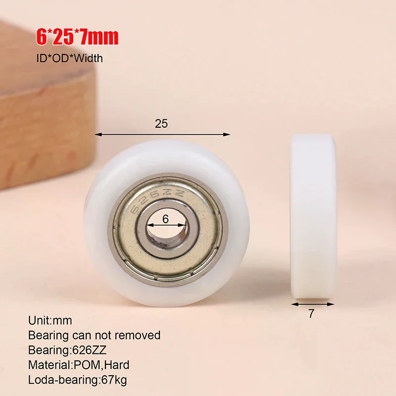 6-25-7-мм-f-тип-плоский-пластиковый-шкив-плоский-пакетный-подшипник-626zz-подшипниковое-колесо-для-подшипника-двери-окна