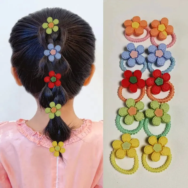 40Pcs Set Colorful Flower Animal Girls Hairbands Sweet Fruit Elastic Hair Ropes Scrunchies Kids Hair Ties