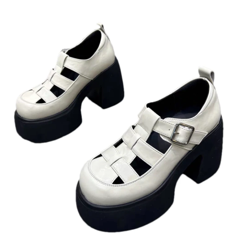 High Heels Women's Shoes Chunky Designer Hollow Sandals 2026 New Pumps Trend Loafers Shoes Dress Fashion Elegant Mujer Zapatos - view 6