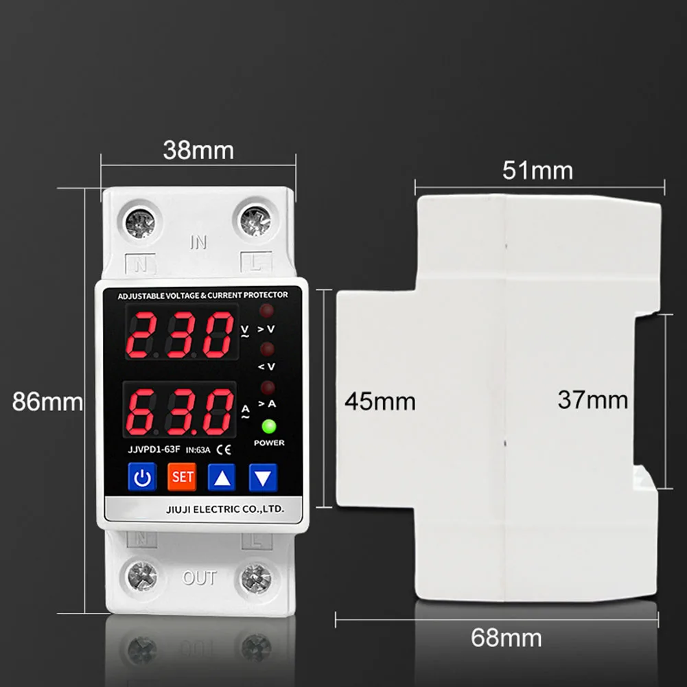 X Over And Under Voltage Protector AC220V Adjustable Current Protector Self Restorable A13 Adjustable Practical