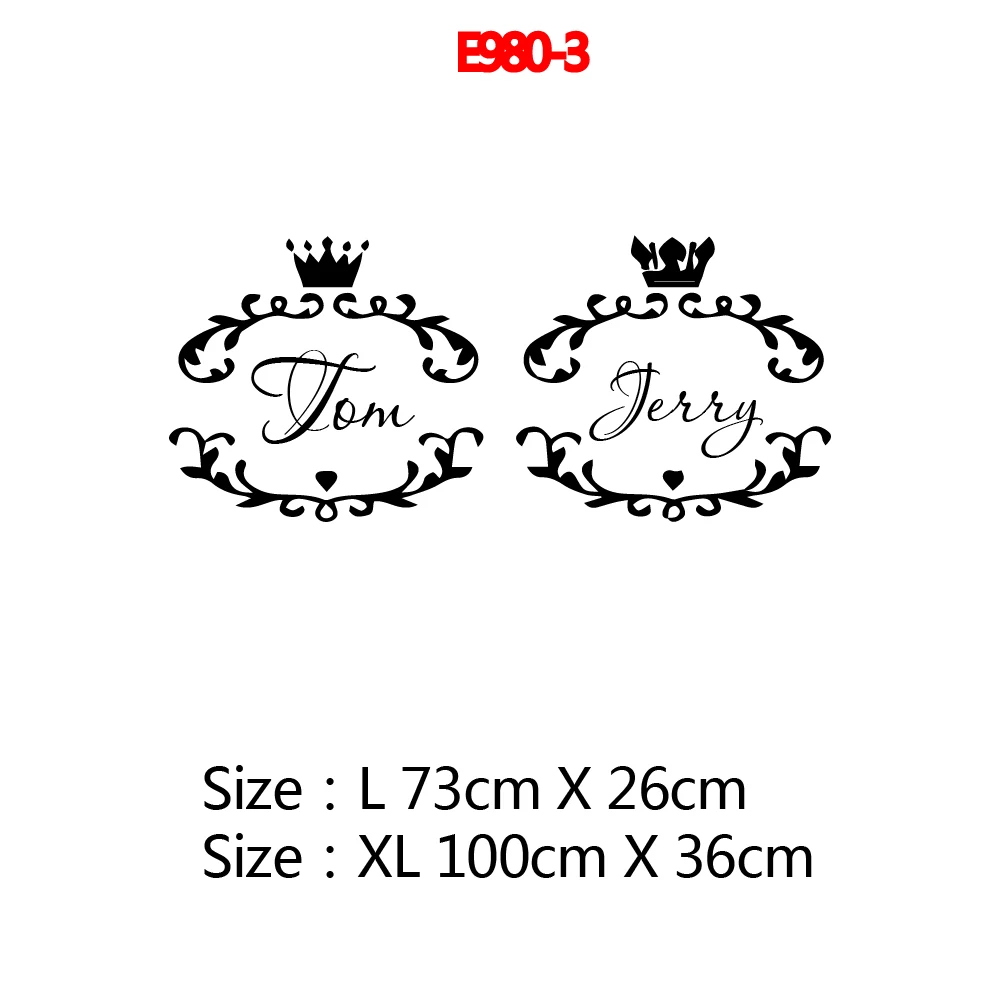 1 pc Ring pattern and crown DIY Custom Couple Names Wall Art Decal Wall Stickers Pvc Material Decal Creative Stickers