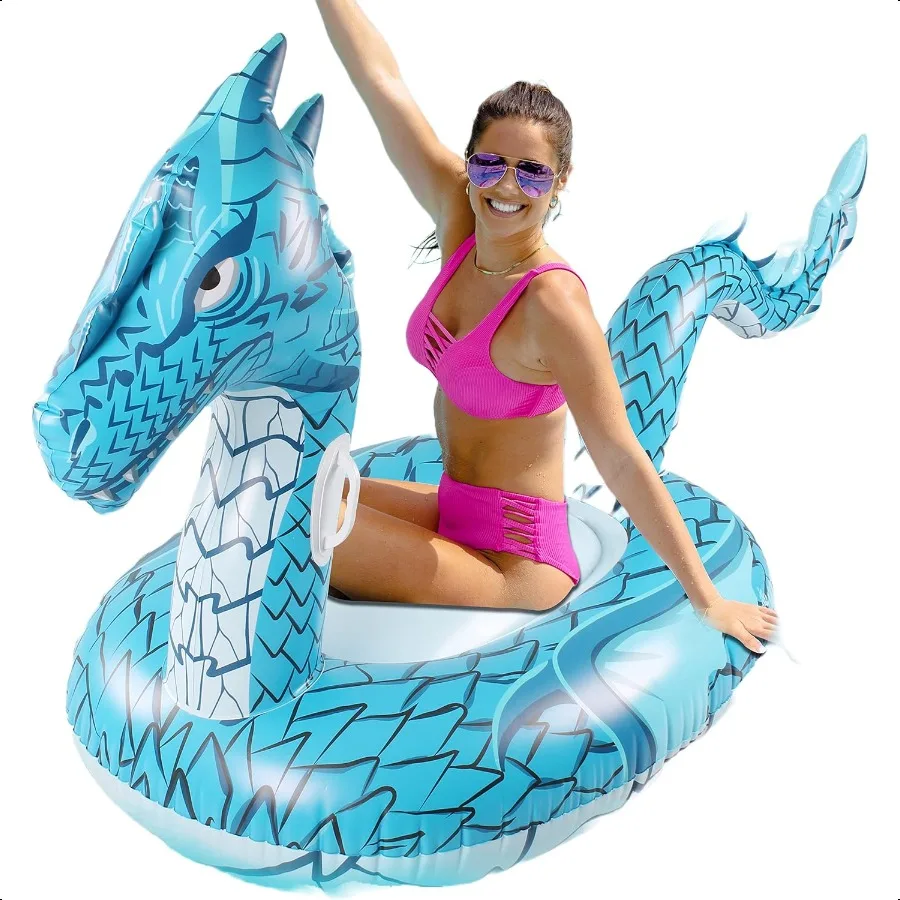 

[Dragon] Iatable Pool Floats for Adults Large RideOn Swimming Pool Float Floatie with Handles