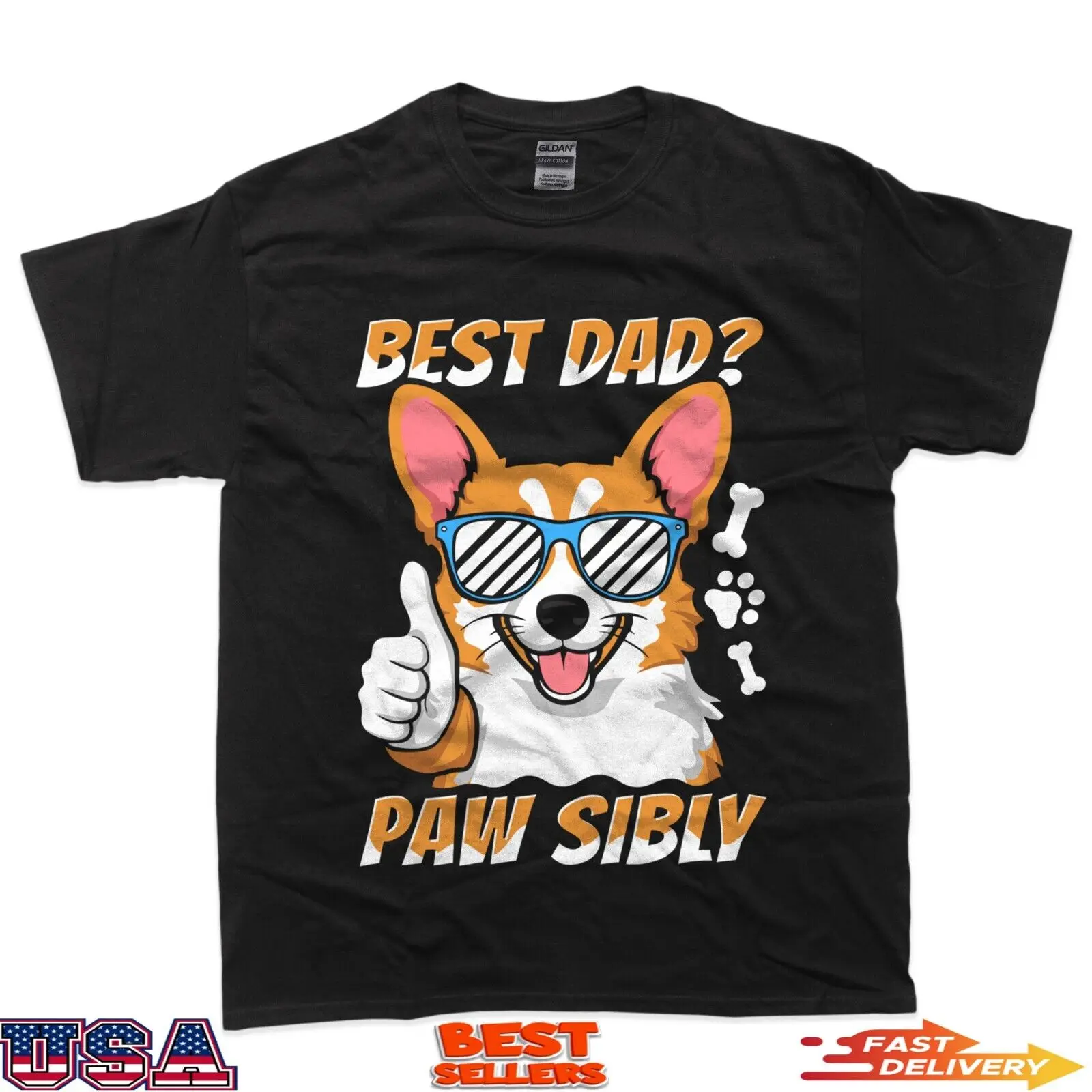 Футболка Corgi Father Pet Dog Breed-лучший папа Pawsibly