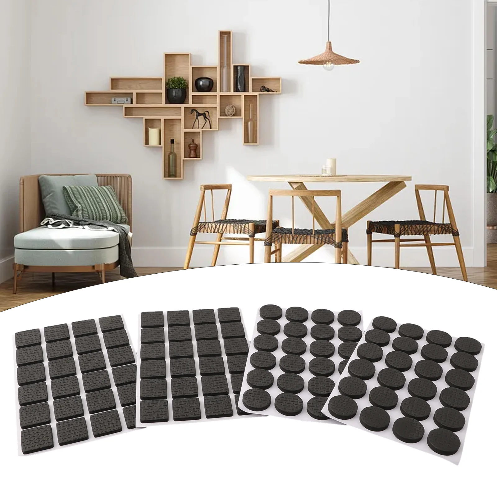 Brand New Useful Accessories High Quality Chair Leg Pad Table mat Protection Pad Non-slip Square & Round Black
