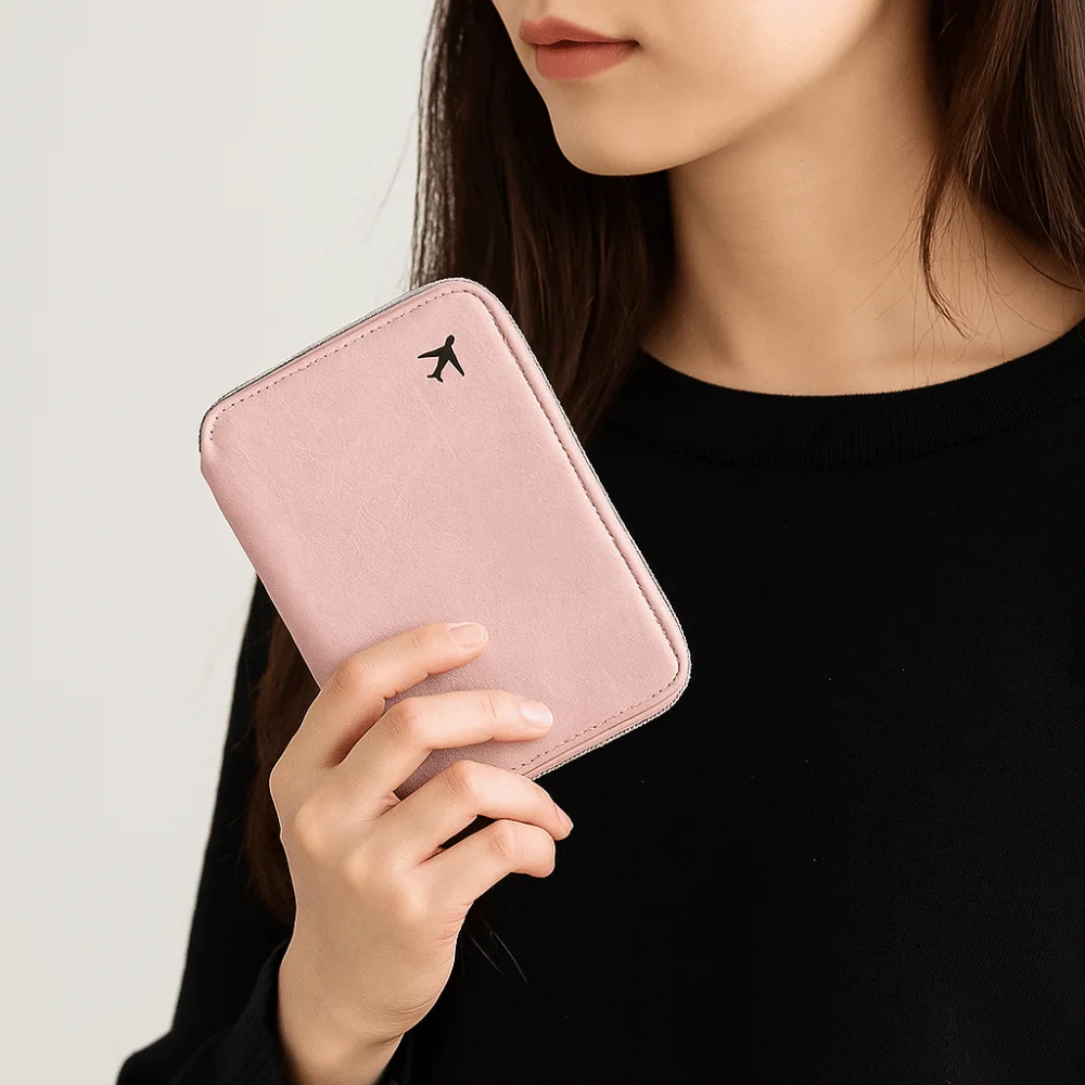 

Solid Color PU Passport Bag RFID Anti-theft Multifunctional Passport Clip Passport Cover Airplane Check-in Card Storage Bag