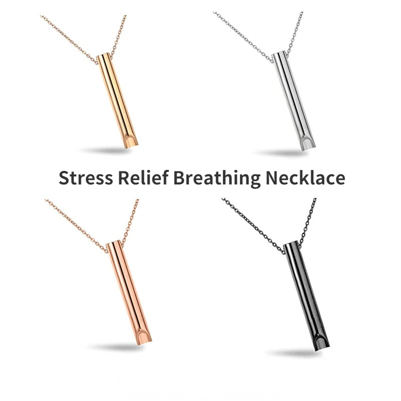 Stainless Steel Stress Relief Breathing Necklace for Women Mindful  Meditation Necklace Inhale Exhale Yoga Deep Breath Necklace