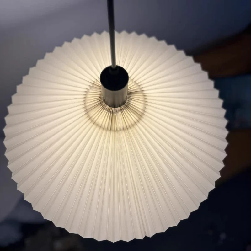 Japanese Designer Hashira Fan-Shaped Pendant Lamp For Living Room DiningRoom Bedroom Minimalist Cloth Lampshade Lighting Fixture