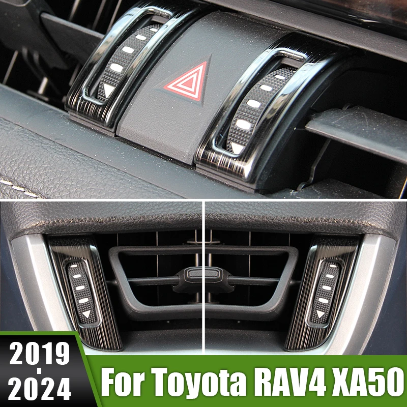 

For Toyota RAV4 XA50 2019 2020 2021 2022 2023 2024 RAV 4 Hybrid Stainless Car Central Control Air Conditioning Vent Outlet Cover