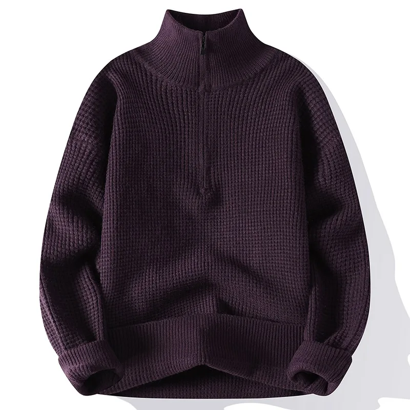 Cuello alto NEWARRIVAL Top térmico sólido con media cremallera estilo cuello alto para hombre