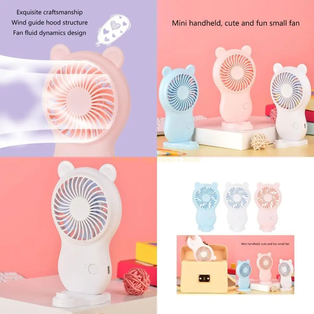 

D0AB Lightweight USB Fan Small Fan Cartoon Cooling Device Handheld Powerful Fan USB Fan ABS Desk Fan Gift for Adults