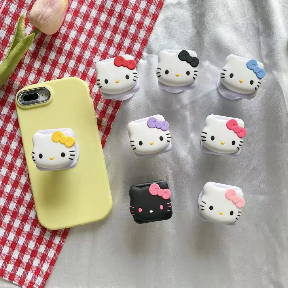 

Anime Hello Kitty Ins Macaron Color Flip Mirror Phone KT Cat Grip Tok Smart Tok Holder Ring Y2K Lazy Bracket Clear Stand Socket