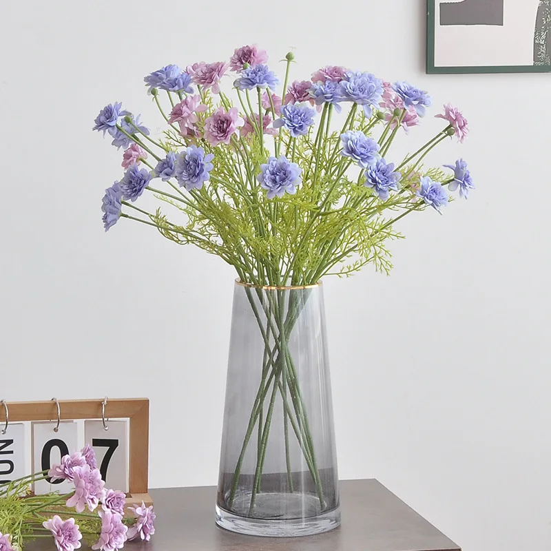 10pcs/lot Artificial 4 Heads Chrysanthemum Silk Flowers Wedding Decor Road Guide Fake Lotus Home Desktop Decoration Party Floral