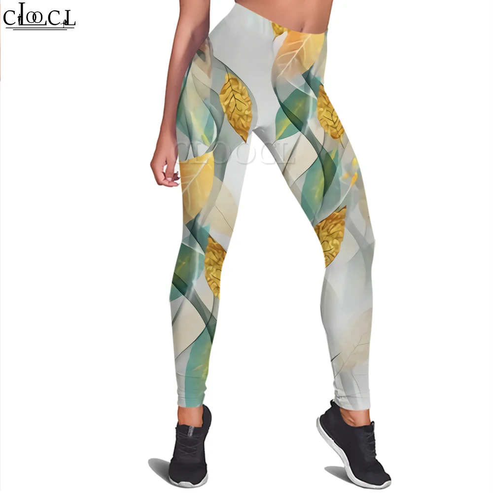 CLOOCL Women Legging Green Leaves 3D Printed Trousers Female for Outdoor Workout Gym Training Sports Pants Yoga Leggings Casual