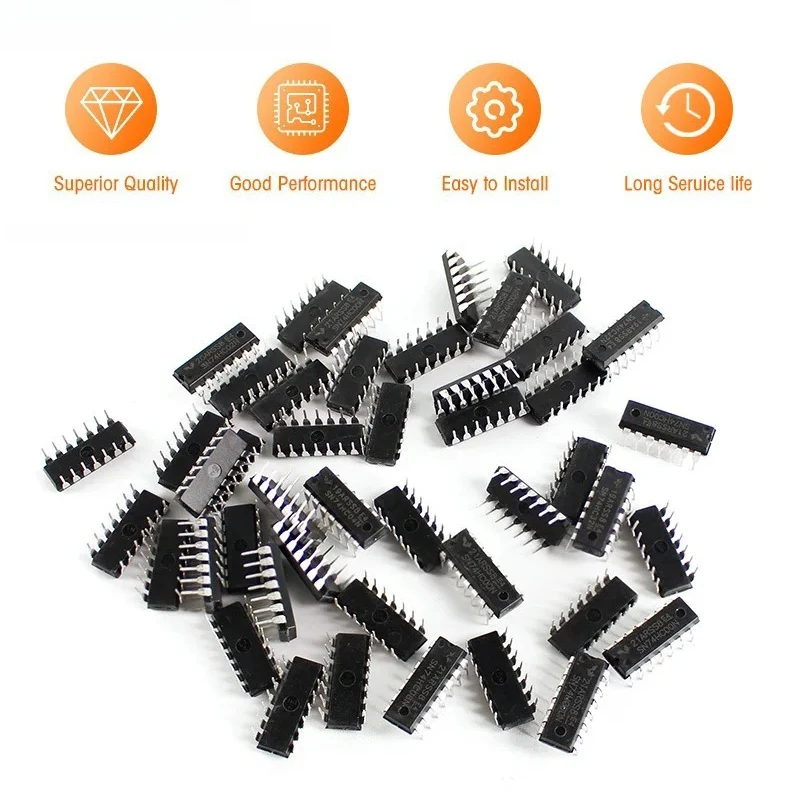 50PCS Integrated Circuit Logic IC Kit 5 Values SN74HC00N SN74HC02N SN74HC04N SN74HC08N SN74HC32N DIP-14 for DIY Electronic