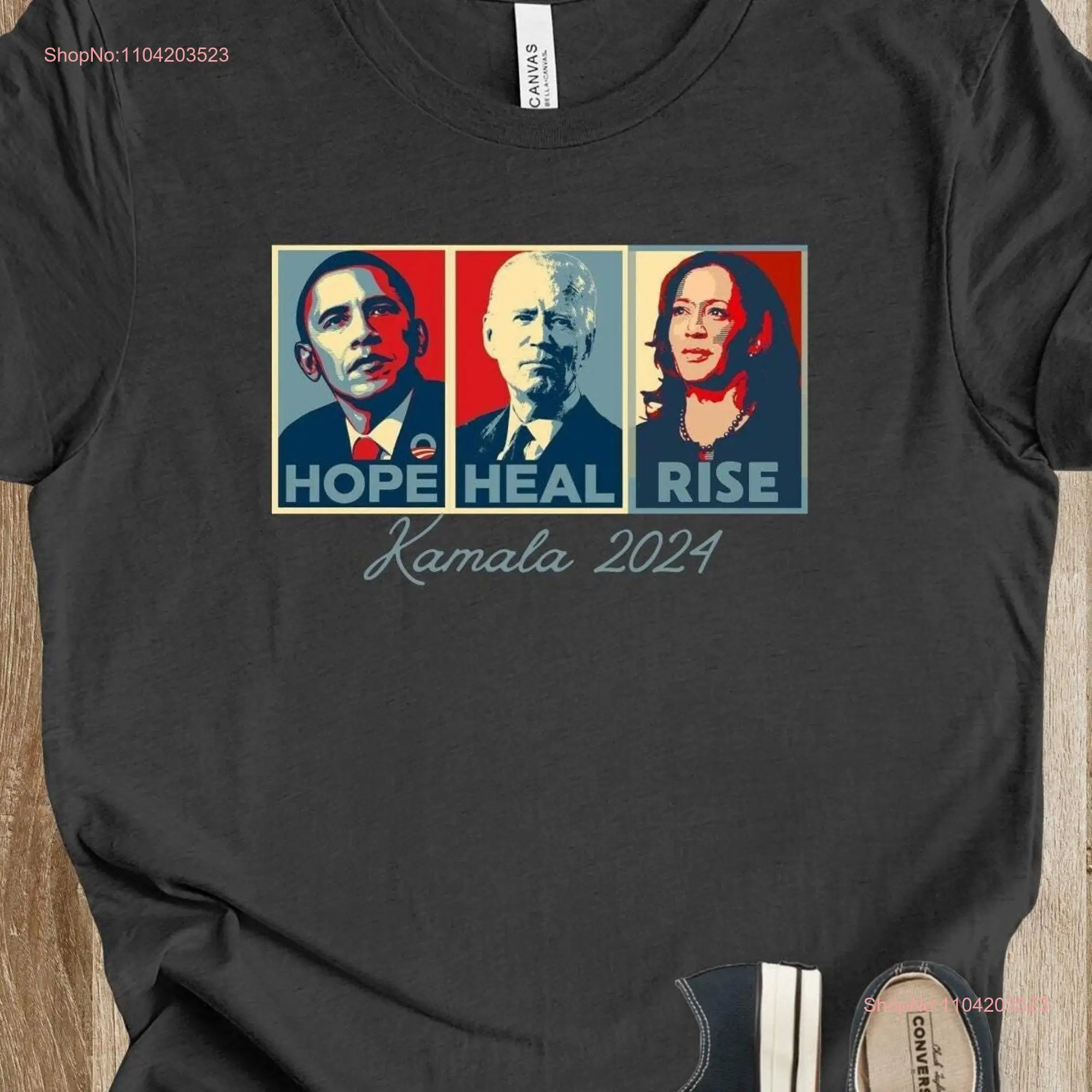 Hope Heal RISE Kamala Harris 2024 T Shirt vote Democratic lineup election political gift BellaCanvas unisex tee