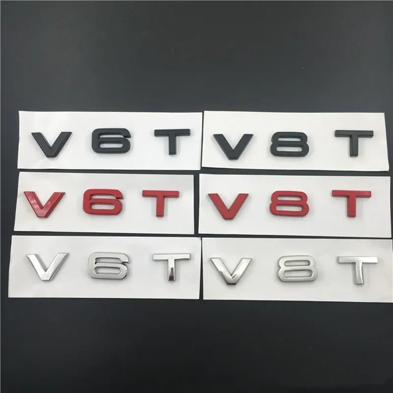 Car Styling 3D Metal V6T V8T Side Fender Emblem Tail Trunk Logo Badge Sticker For Audi A3 A4 A5 A6 A7 A8 S3 S4 S5 S6 Q3 Q5 Q7