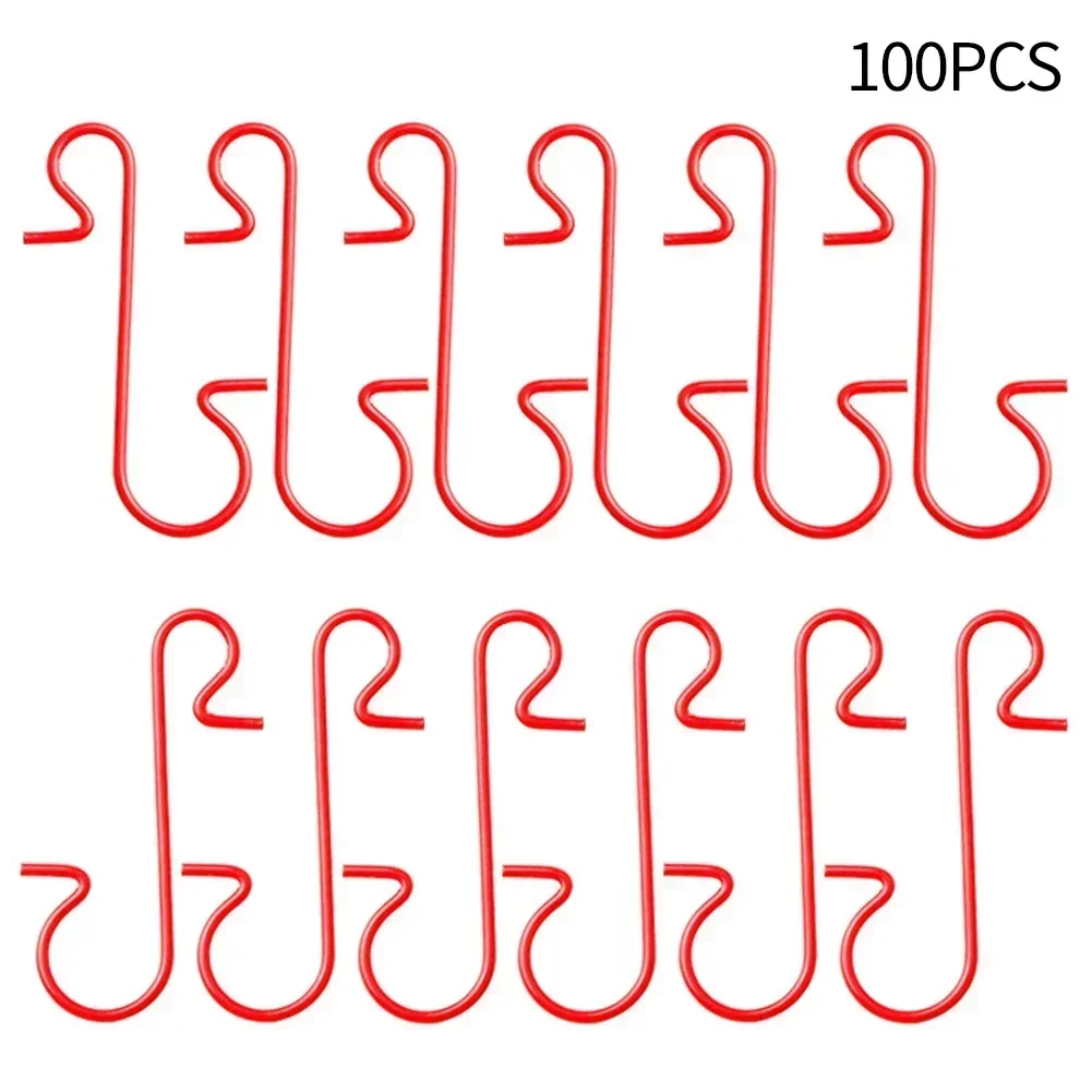 100Pcs Christmas Hooks Colorful Small S-shaped Metal Hooks Christmas Tree Ornament Hanger Festival Items