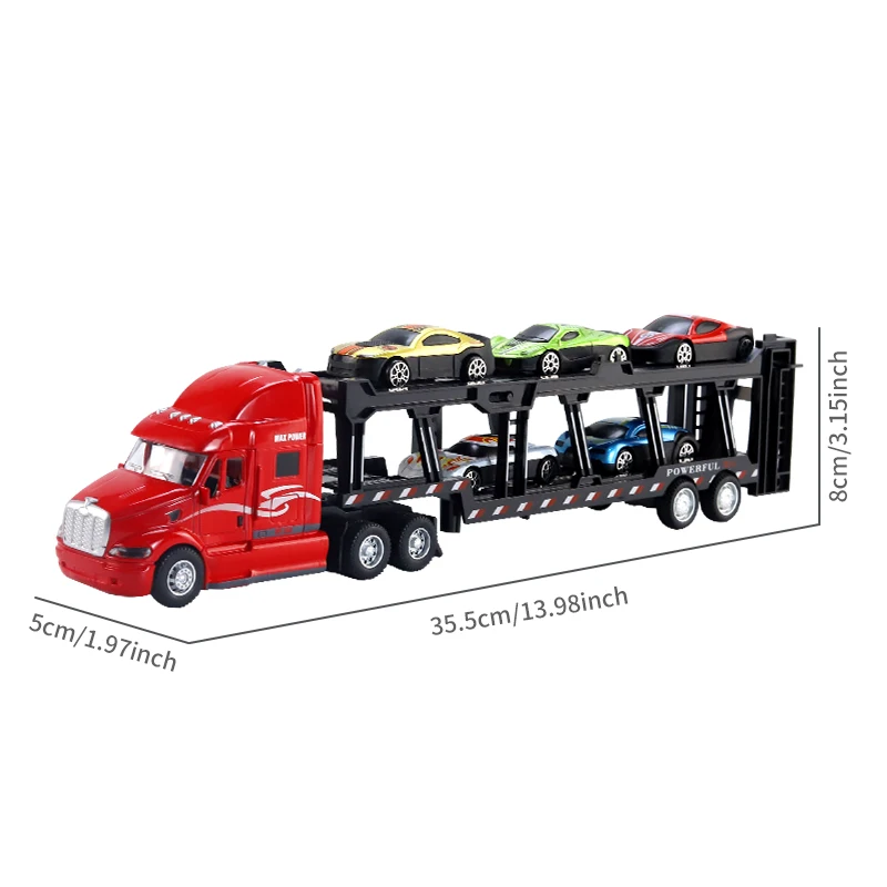 Alloy Toy Car Big Truck Container Truck Transporter Boy Model Set Christmas Halloween Gift