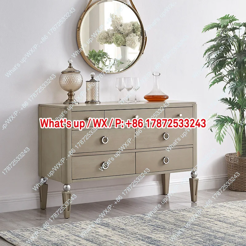 American light luxury solid wood seven-chest cabinet storage cabinet bedroom locker Nordic side cabinet living room entrance