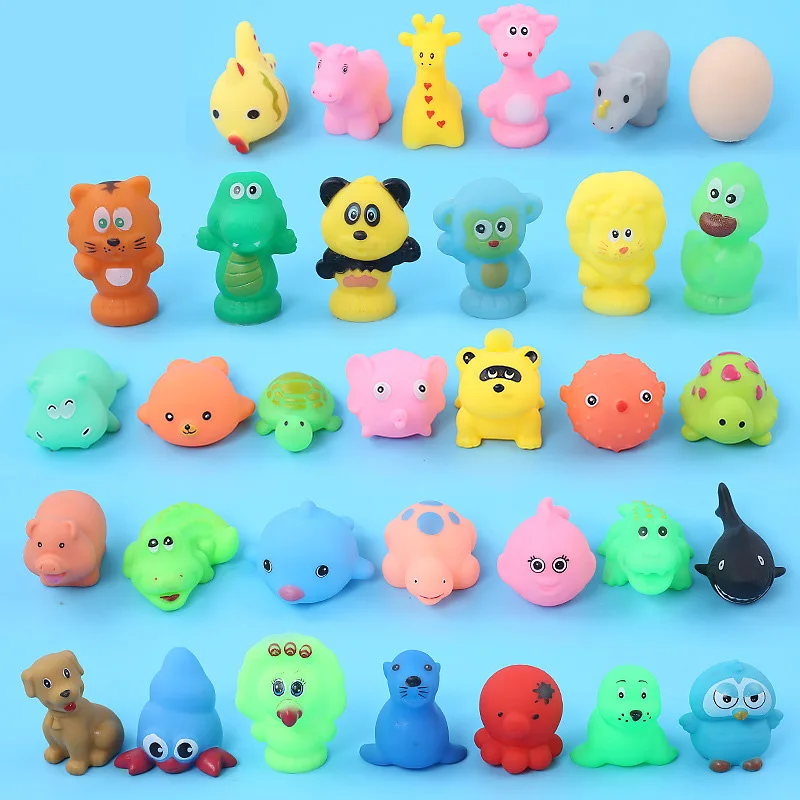 Jouets de bain animaux mignons pour bébé, jouets d\'eau de natation, flotteur en caoutchouc souple, son de pression, lavage pour enfants, jeu drôle,