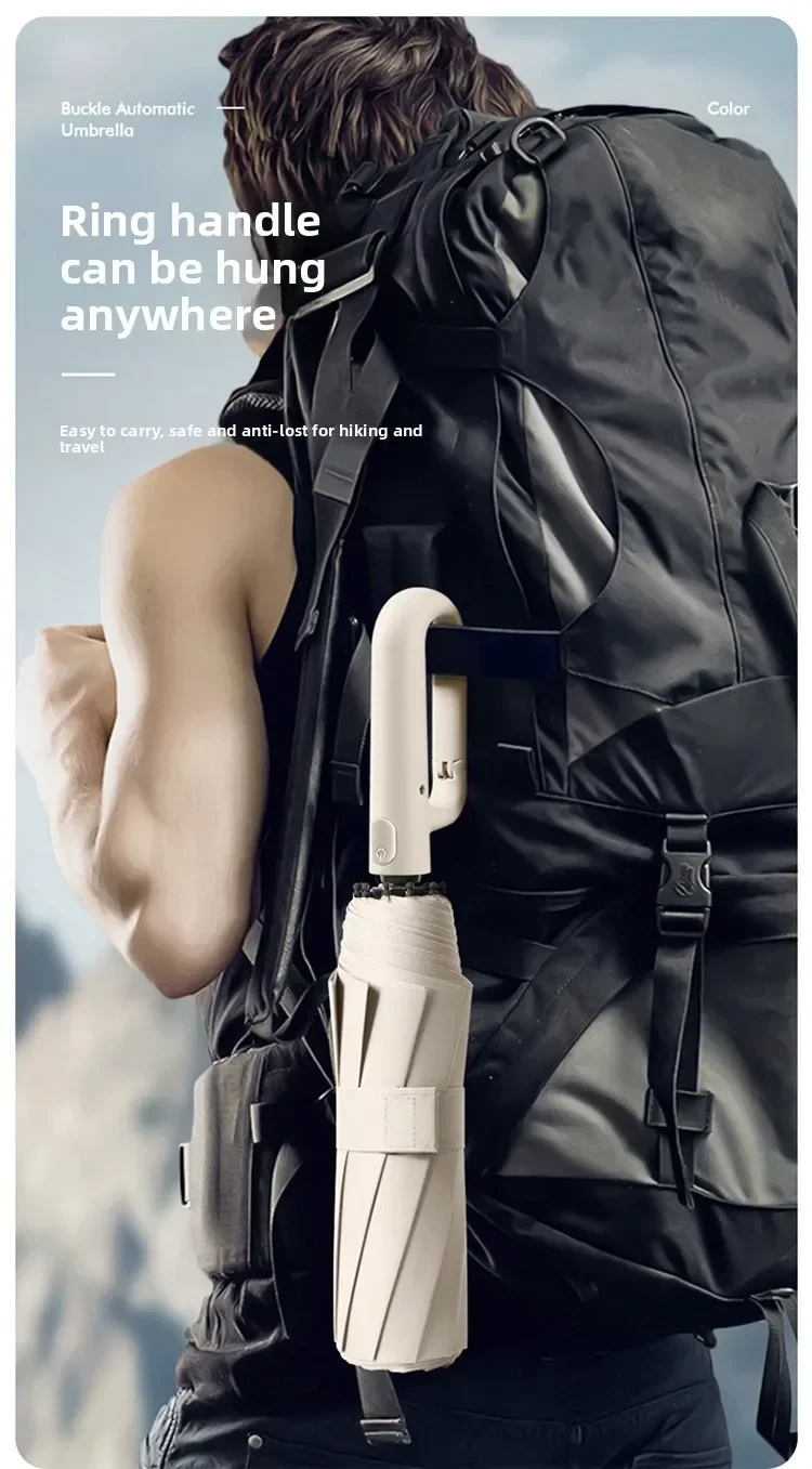 Extra Large Reinforced Wind-resistant Rain-resistant Dual-purpose UV-resistant Fully Automatic Ring-buckle Umbrella