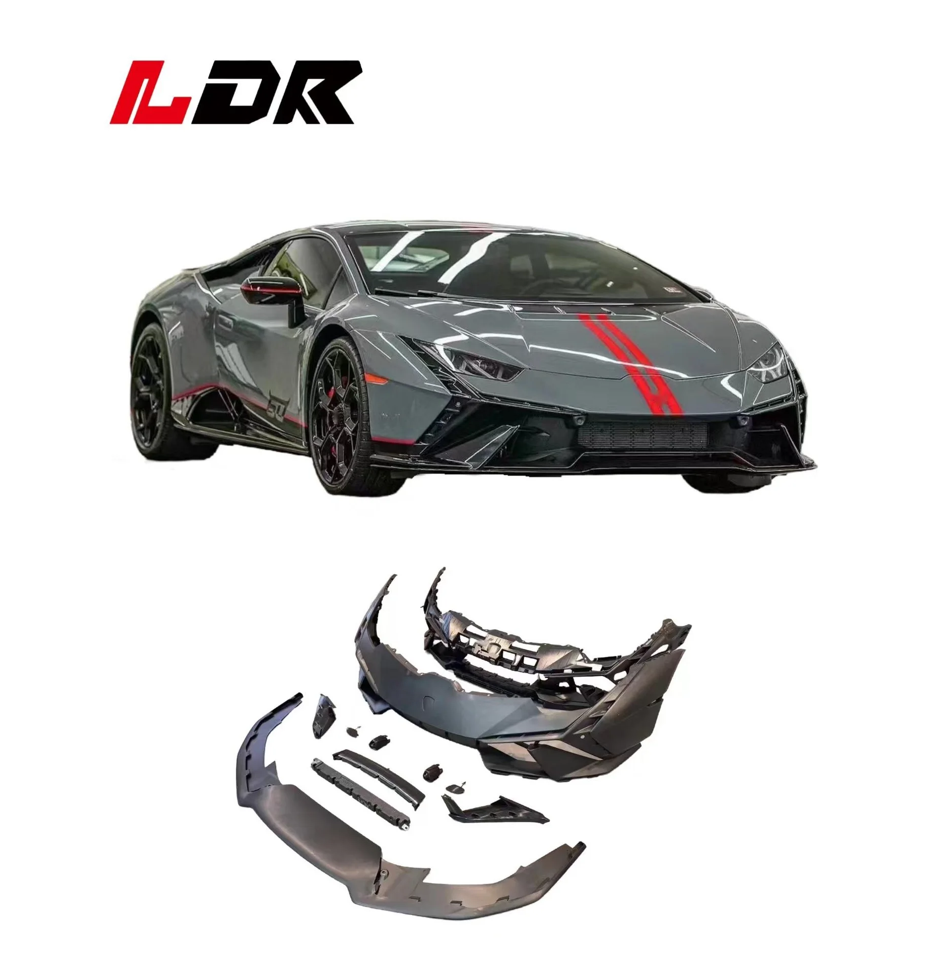 TO Tecnca Stil geeignet für Lamborghini Huracan LP610 LP580 Evo PP Karosserie-Bausatz aus Kohlefaser Frontstoßstange hinten