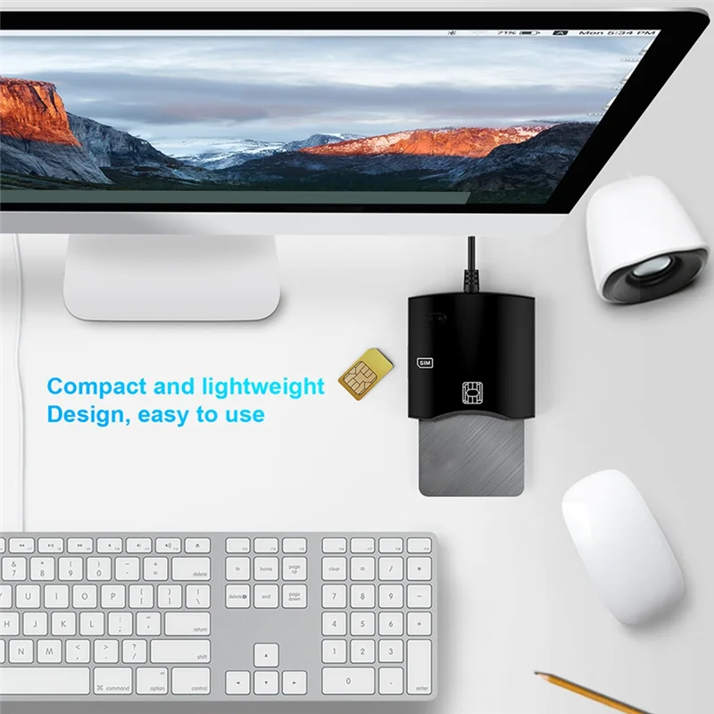 Czytnik kart inteligentnych USB AT41 do kart bankowych CAC, kart bankomatów, kart IC do płatności podatkowych, kart SIM i kart ID.