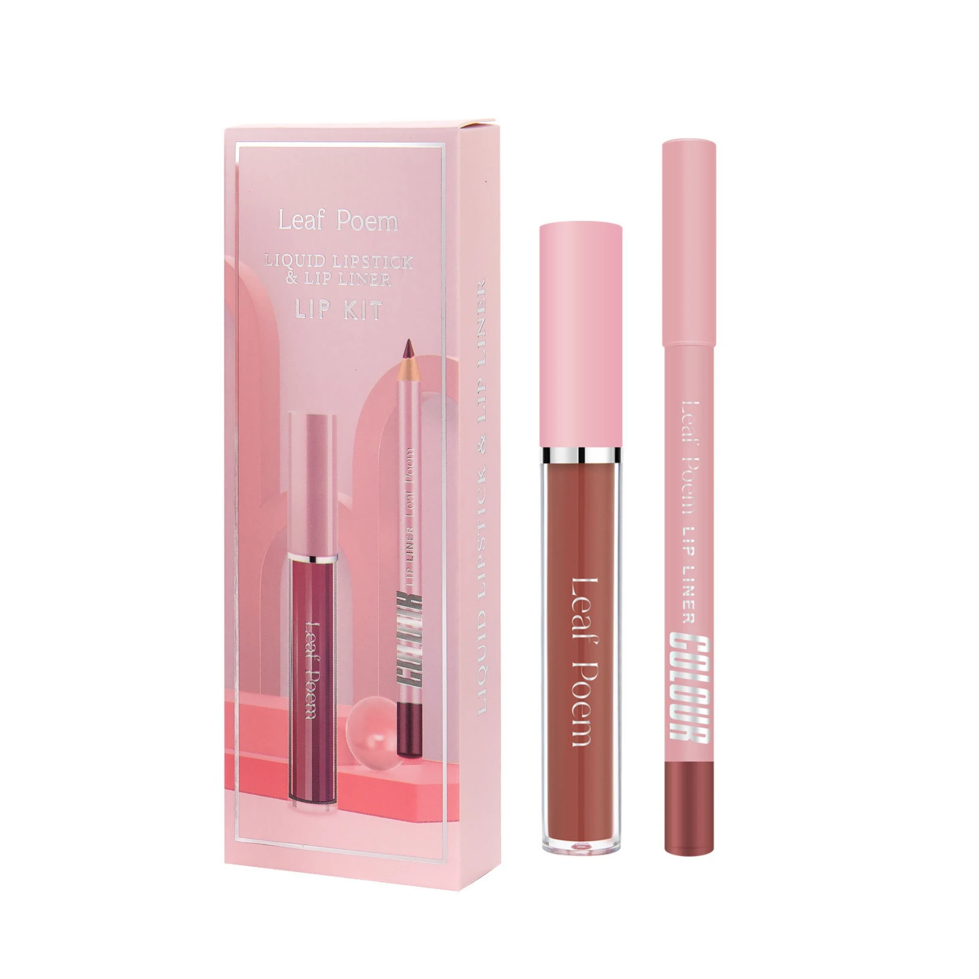 Trendy Waterproof Matte Finish Lip Set with Lip Liner 2-Piece Non-Sticky Long Wear for Special Events No Staining Professional