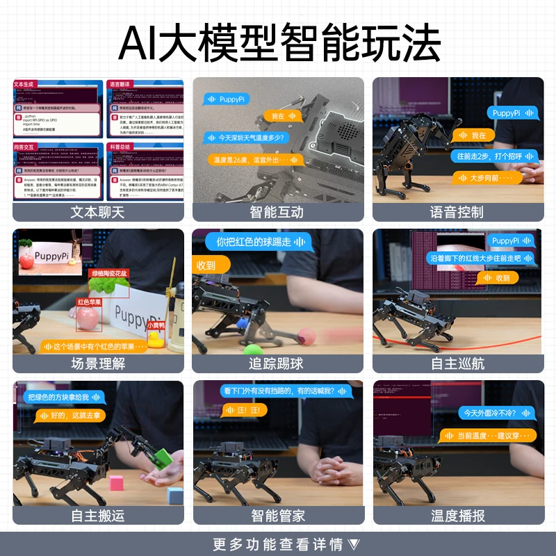 روبوت ROS Raspberry Pi كلب ميكانيكي بأربعة أرجل، رؤية AI، نموذج كبير، رسم خرائط بطنية قابلة للبرمجة #3