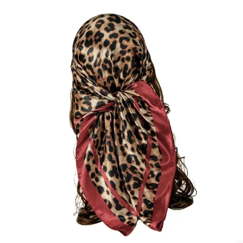 

Y5JD Trendy Leopard Print Shawl Multipurpose Head Cover Lightweight For Beach Parties