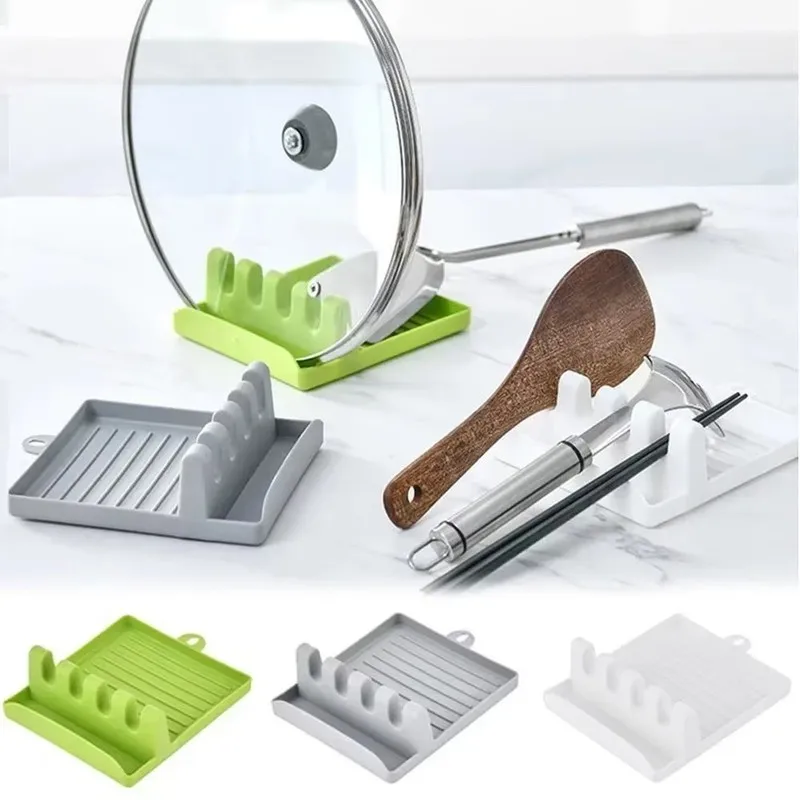 1-3pcs Kitchen Utensil Holder Plastic Organizer with Lid Cover Spoon Rest and Spatula Rack for Pot Pan Cutting Board Storage
