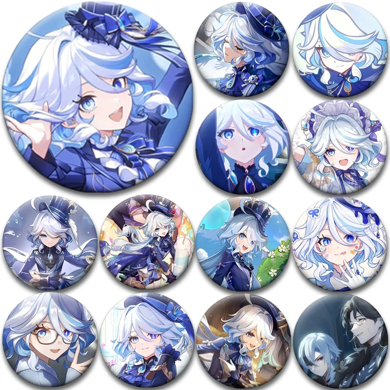 Genshin Impact Furina Fatui Executive Lapel Pins, Anime Badge for Clothes Bag Hat Decor, Game Character Brooches Fans Collection