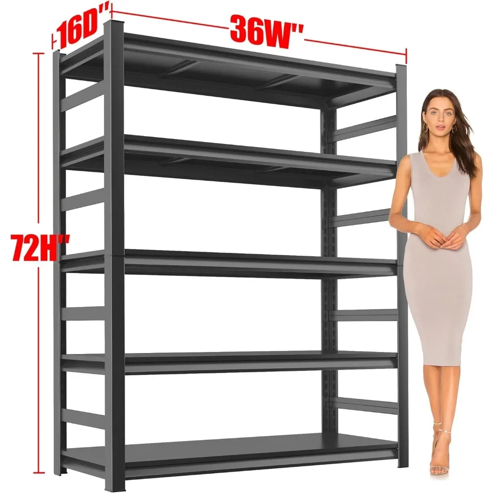 

Metal Garage Shelving Unit, Heavy Duty 5-Tier Adjustable Storage Rack, Steel Shelving, 3000 lbs Capacity, Industrial Shelves