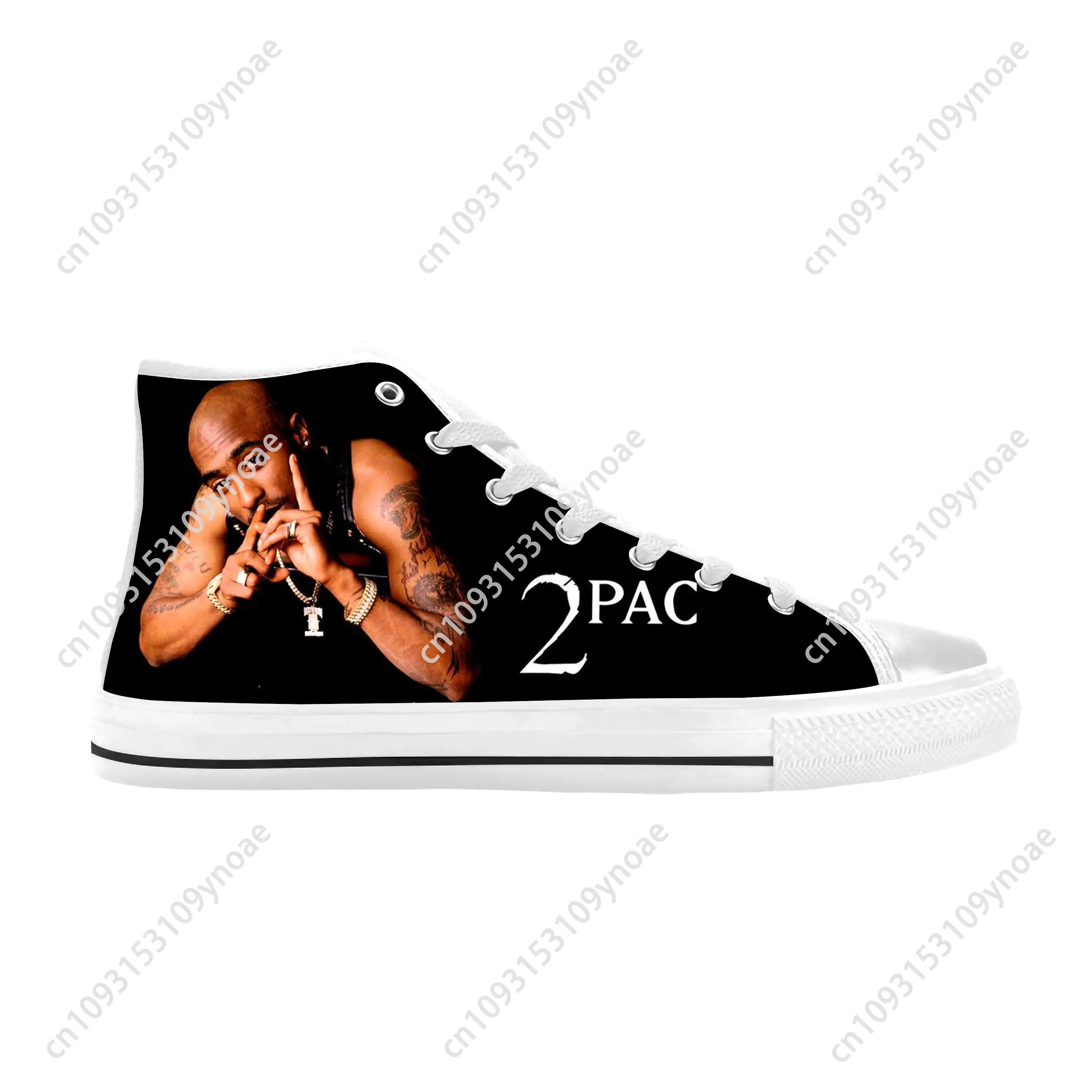 Tupac Hip Hop Rap Rapper 2pac Makaveli Music Rock Casual Cloth Shoes High Top Comfortable Breathable Print Men Women Board Shoe