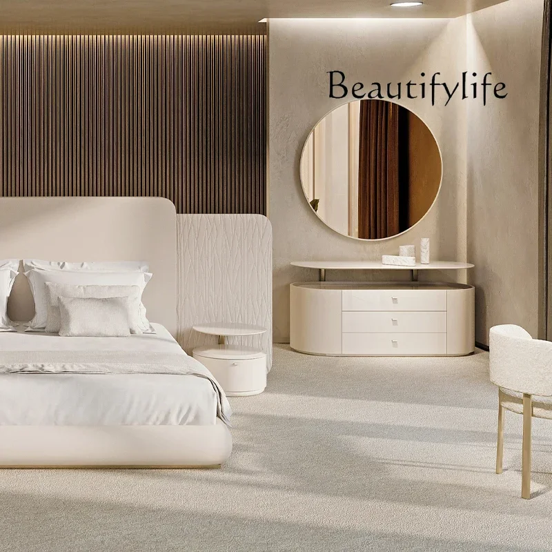 

Прикроватная тумба Xx в итальянском минималистичном стиле, дизайнерская, легкая роскошь, для главной спальни, с местом для хранения, мебель для демонстрационной комнаты, кожа, модель А