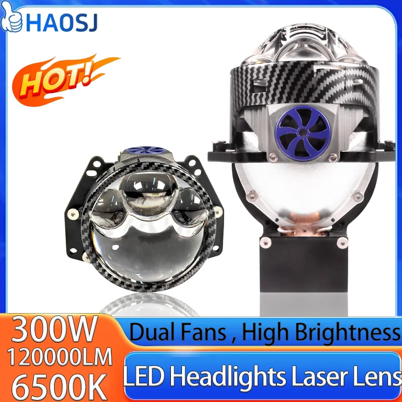 

HAOSJ New 3 Inch Bi H7 LED Projector Lens 3-Laser High and Low Beam LED Projection Headlight H4 9005 9006 Auto Headlights Lens