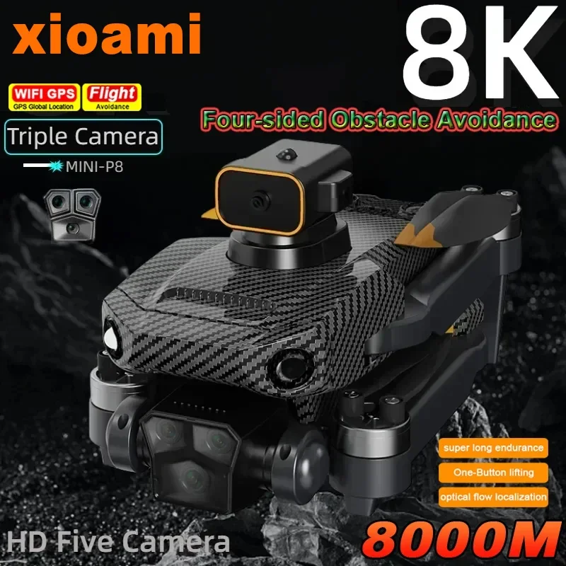 For Xiaomi P8 Pro Drone Professional Obstacle Avoidance 8K Dual Camera 5G Brushless Motor Foldable Quadcopter Remote Control Toy