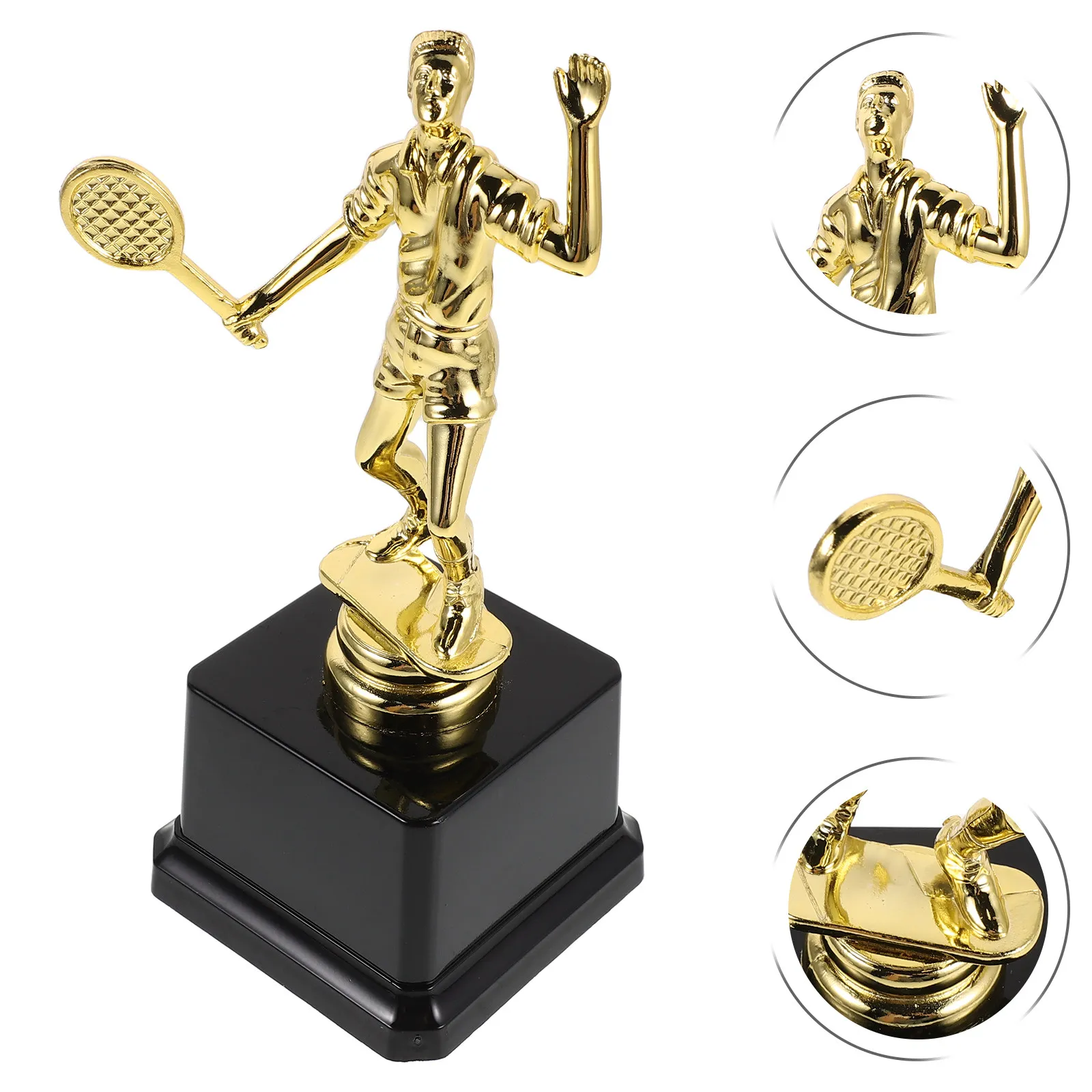 

7 Inch Small Gold Plastic Trophy Award Cup Badminton Tennis Racket Design Sports Competition Trophy for Games Events Party