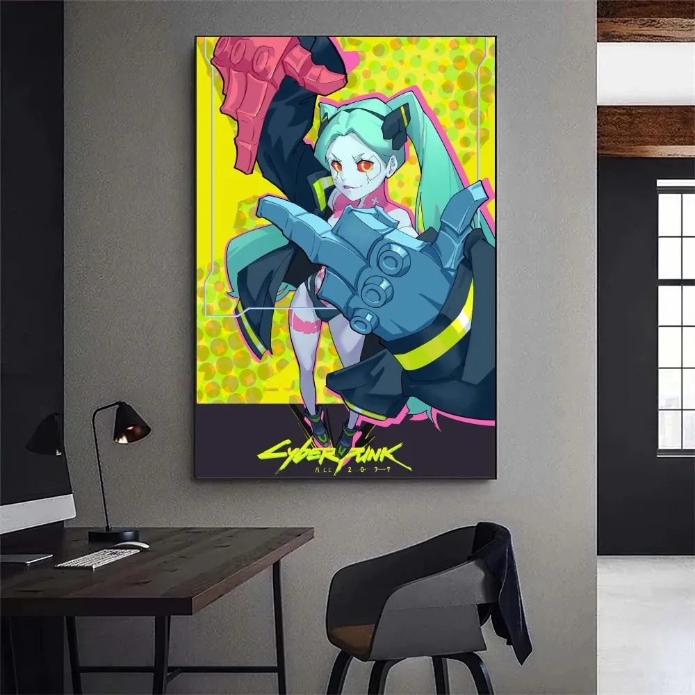 Calcomanías de pared autoadhesivas de Anime Cyberpunk para decoración del hogar, póster de Edgerunners, impresiones de galería, pegatina para sala