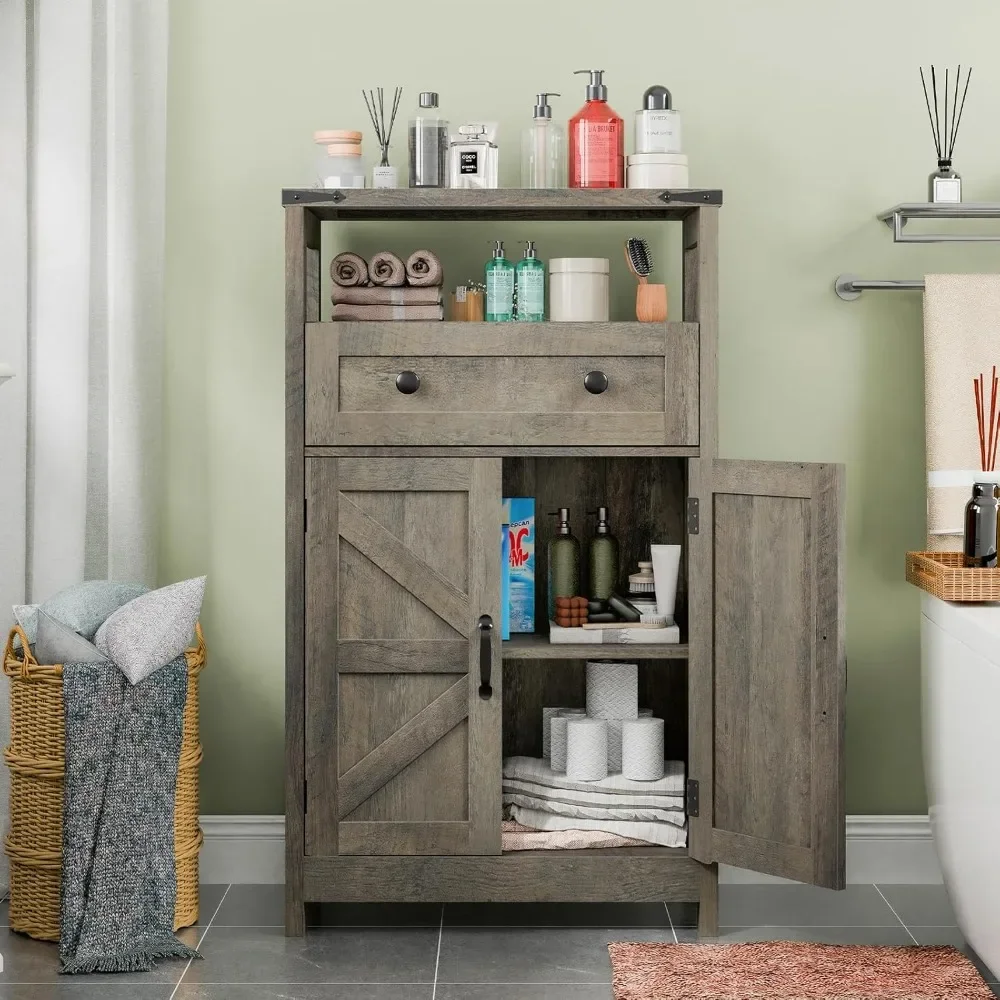 Farmhouse Storage Small Bathroom Cabinet with Drawer Floor Storage Cabinet Farmhouse Storage for Bathroom