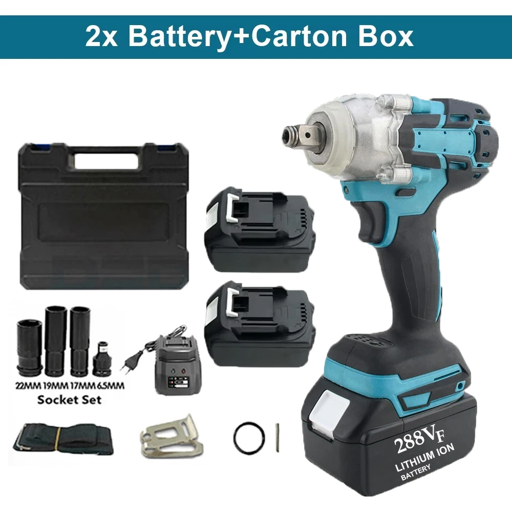 520N.M Torque Brushless Electric Impact Wrench 1/2 inch Cordless Electric Wrench Screwdriver Power Tool for Makita 18V Battery Pin