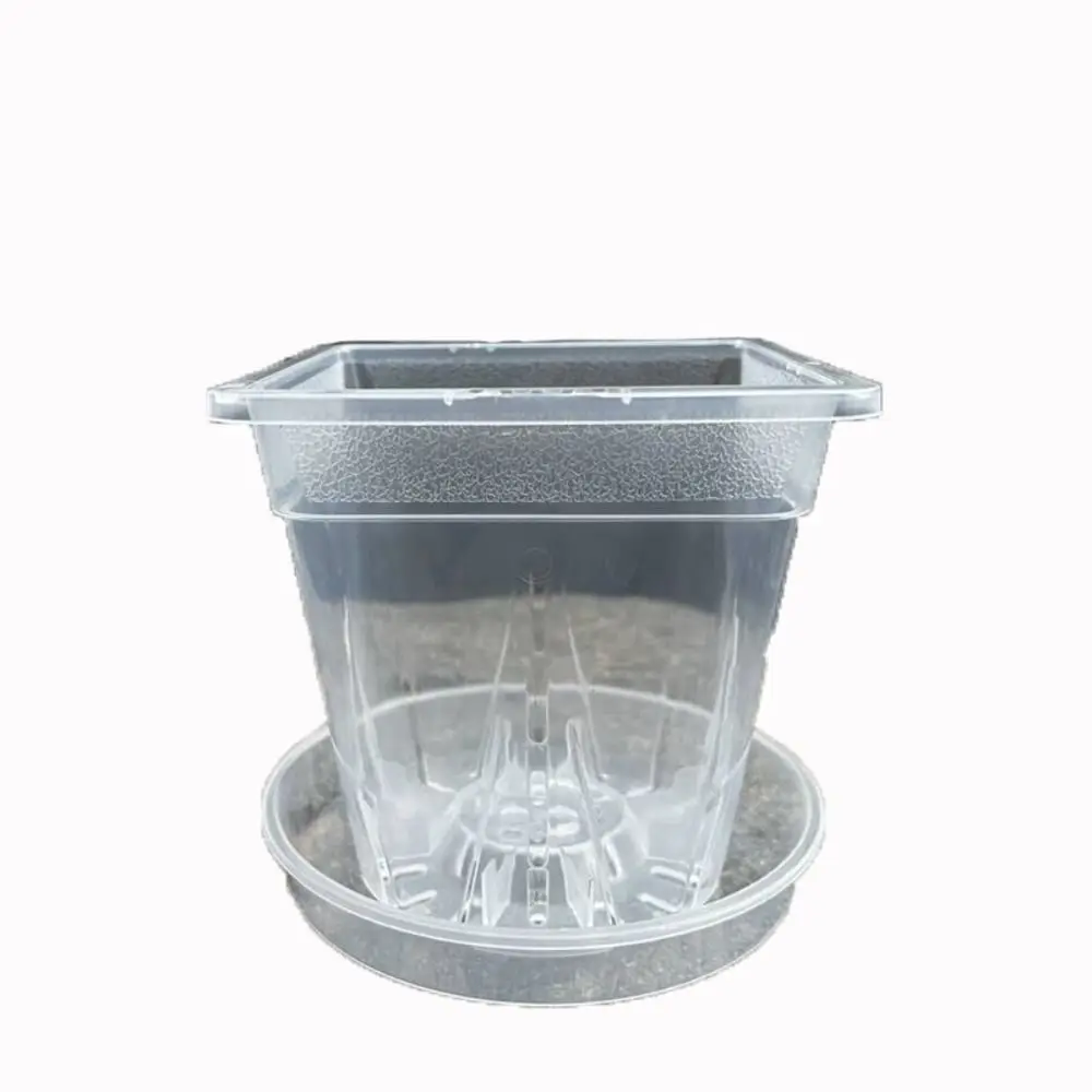 Plastic Transparent Flower Pot Round Square Accessories Phalaenopsis Orchid Potted Stomata Clear