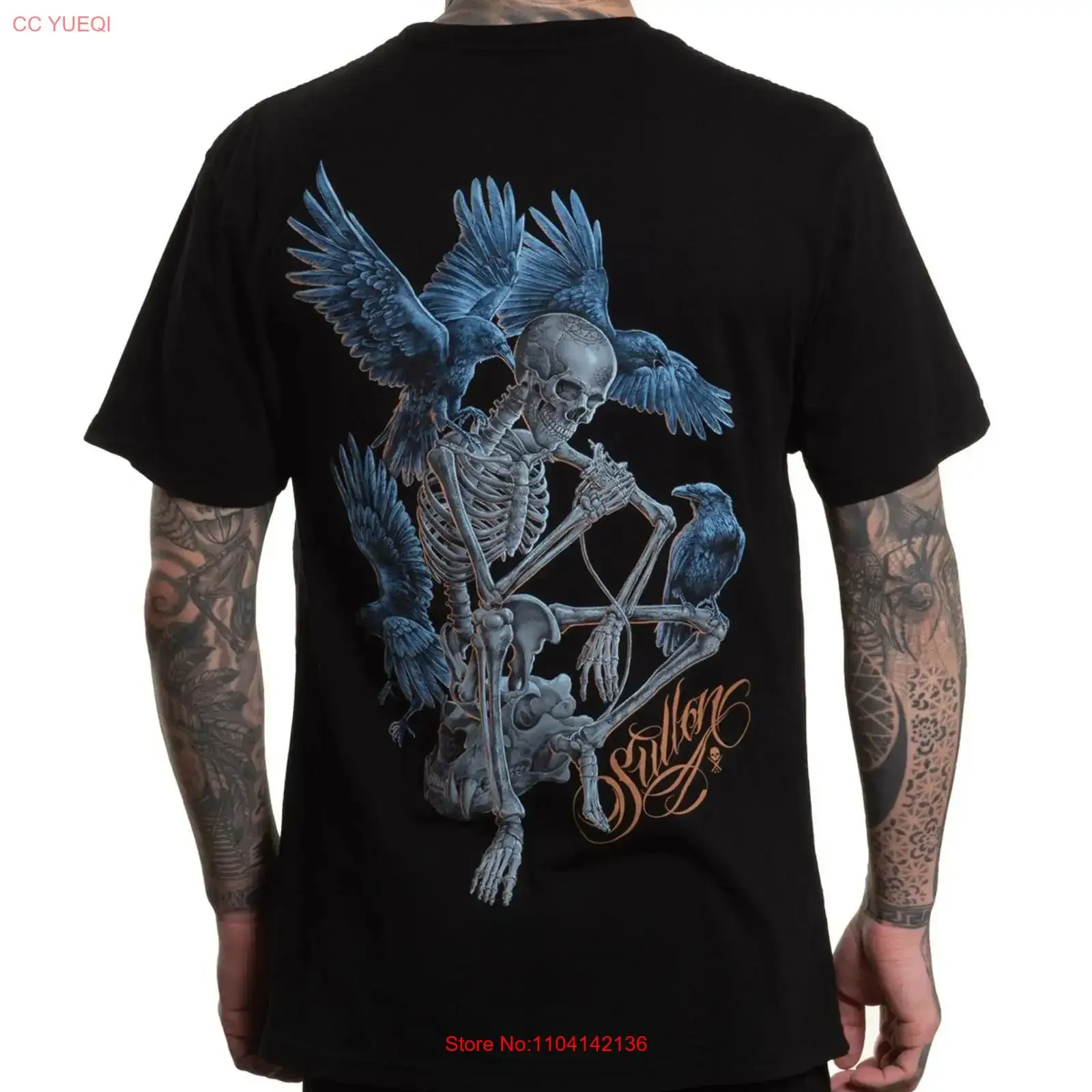 Sullen Til Death Skeleton Ravens Black Premium T Shirt UK M 3XL No Duty vintage Washed Breathable Unisex Slightly Comfortable
