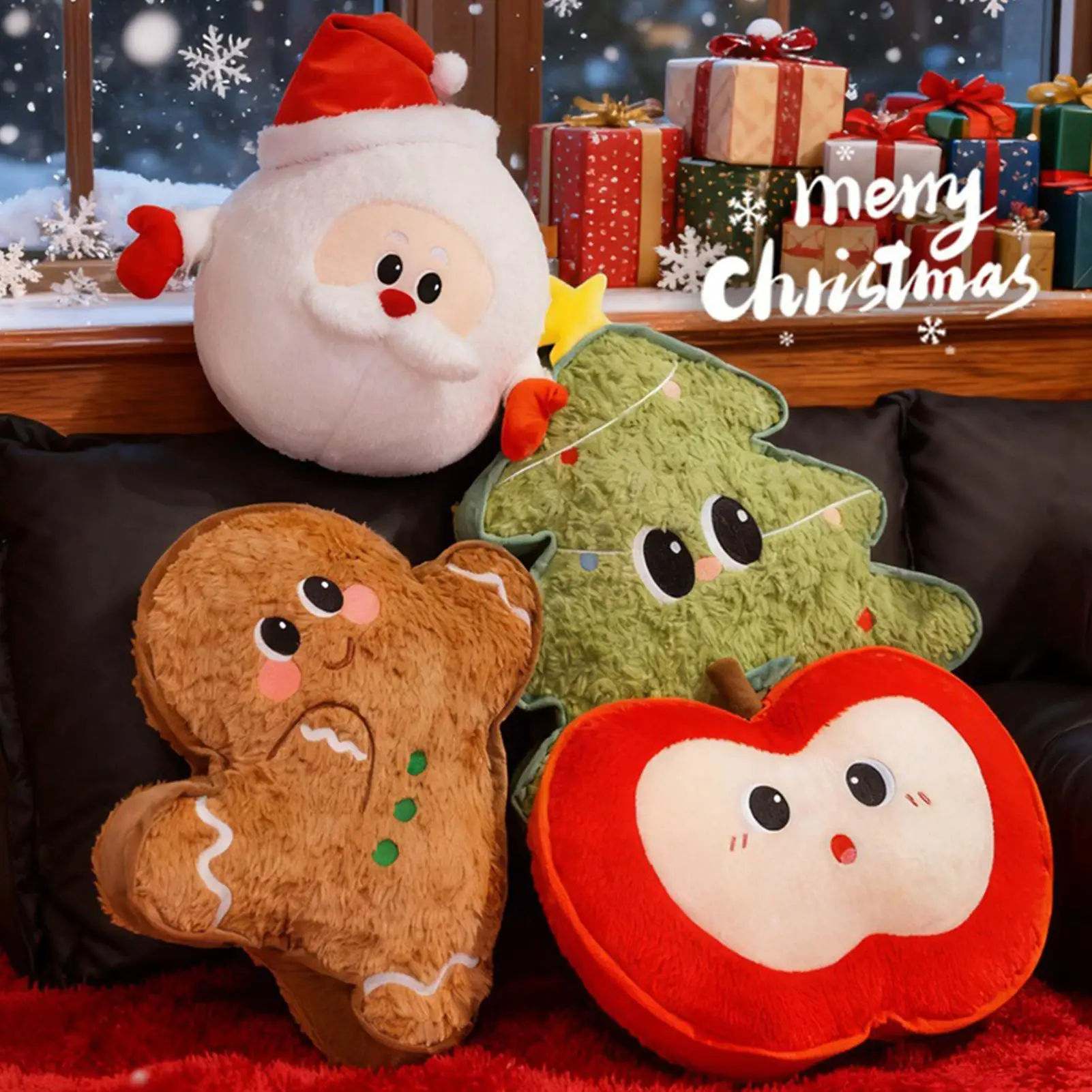 

Gingerbread Pillow Cute Soft Christmas Tree Home Decor Christmas Throw Pillows for Snowman New Year Holiday Reading Sitting