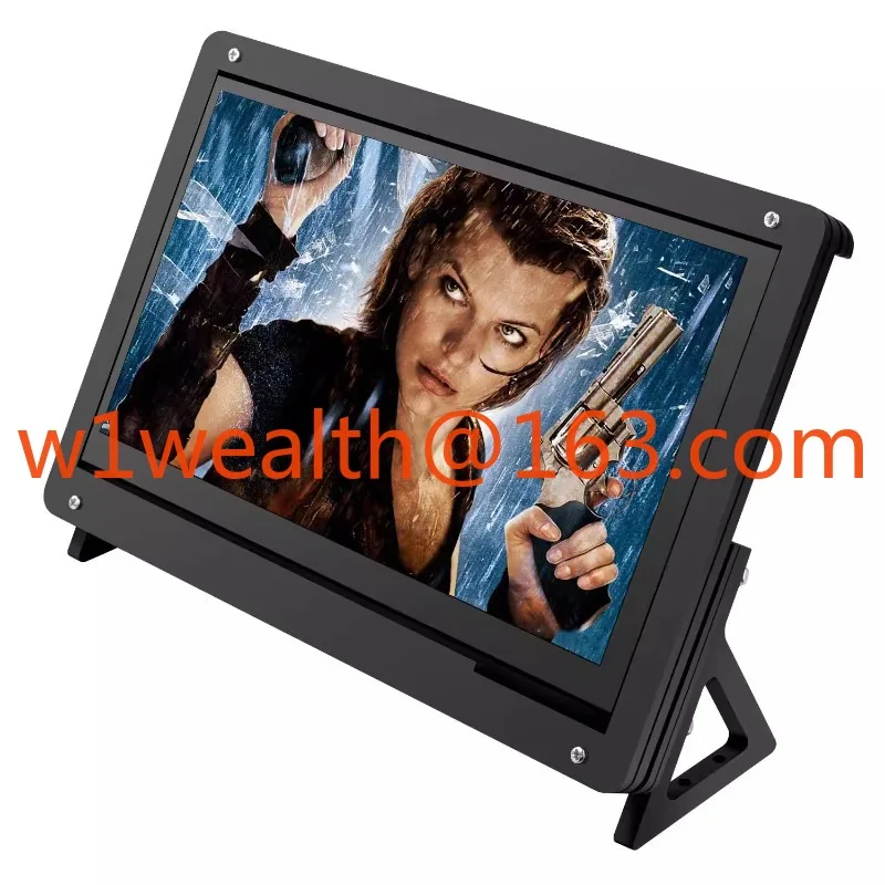 Suitable for Raspberry Pi 4B 3B + 7 inch high definition display resistive touch screen, acrylic 4 pieces assembly, shell +